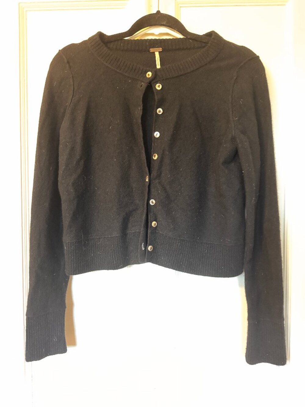 Nocturnal Solid Cashmere Cardi in Black, SM/P